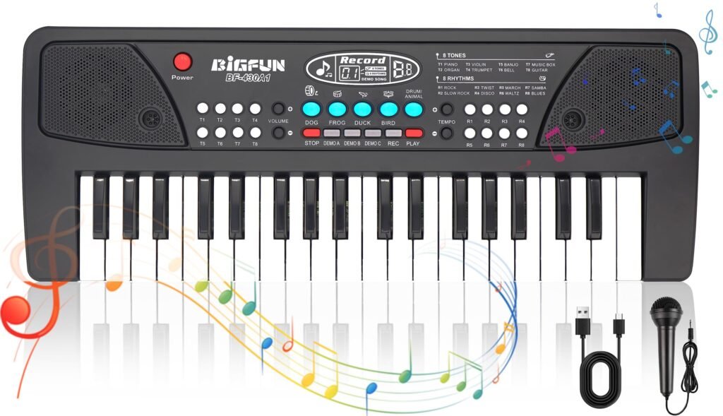 Teclado Musical Infantil de 37 Teclas con Micrófono para Aprender y Divertirse