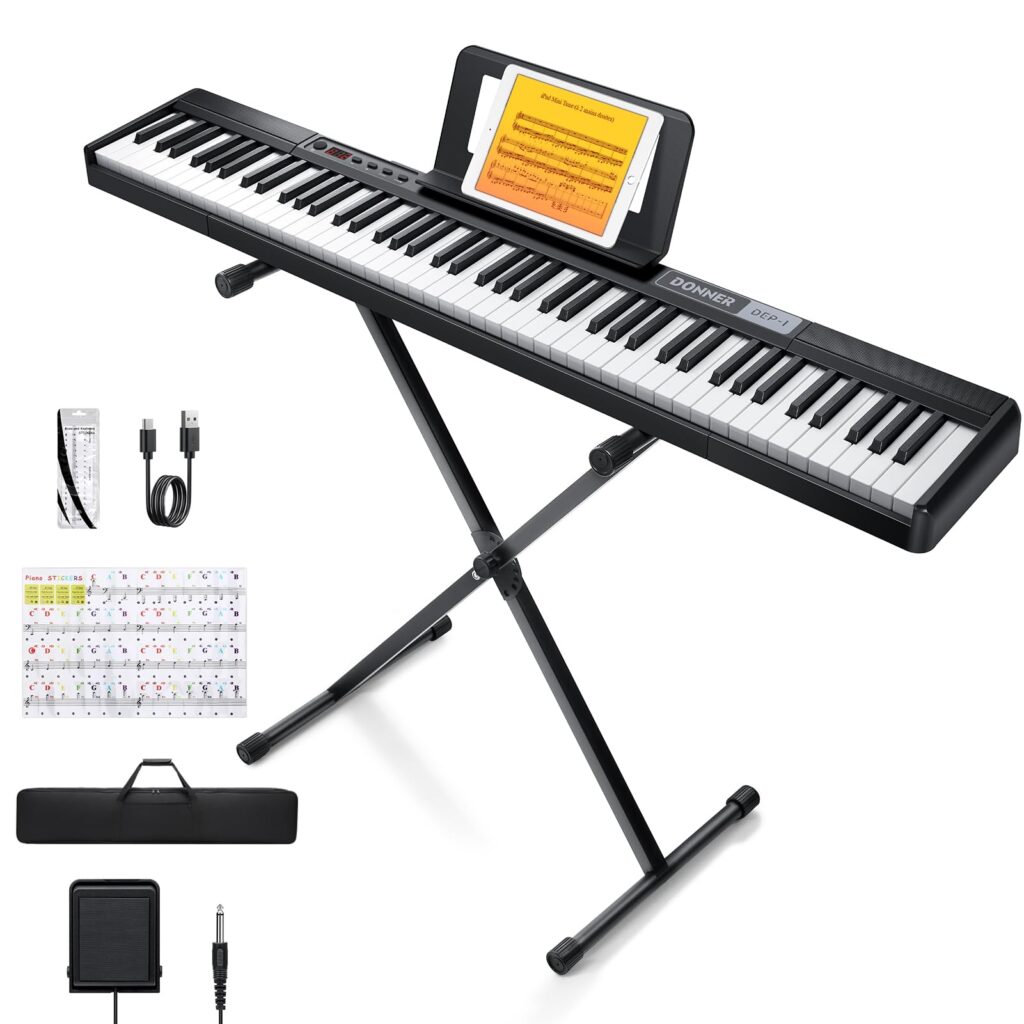 Donner Teclado de Piano Digital de 88 Teclas: Portátil y Expresivo