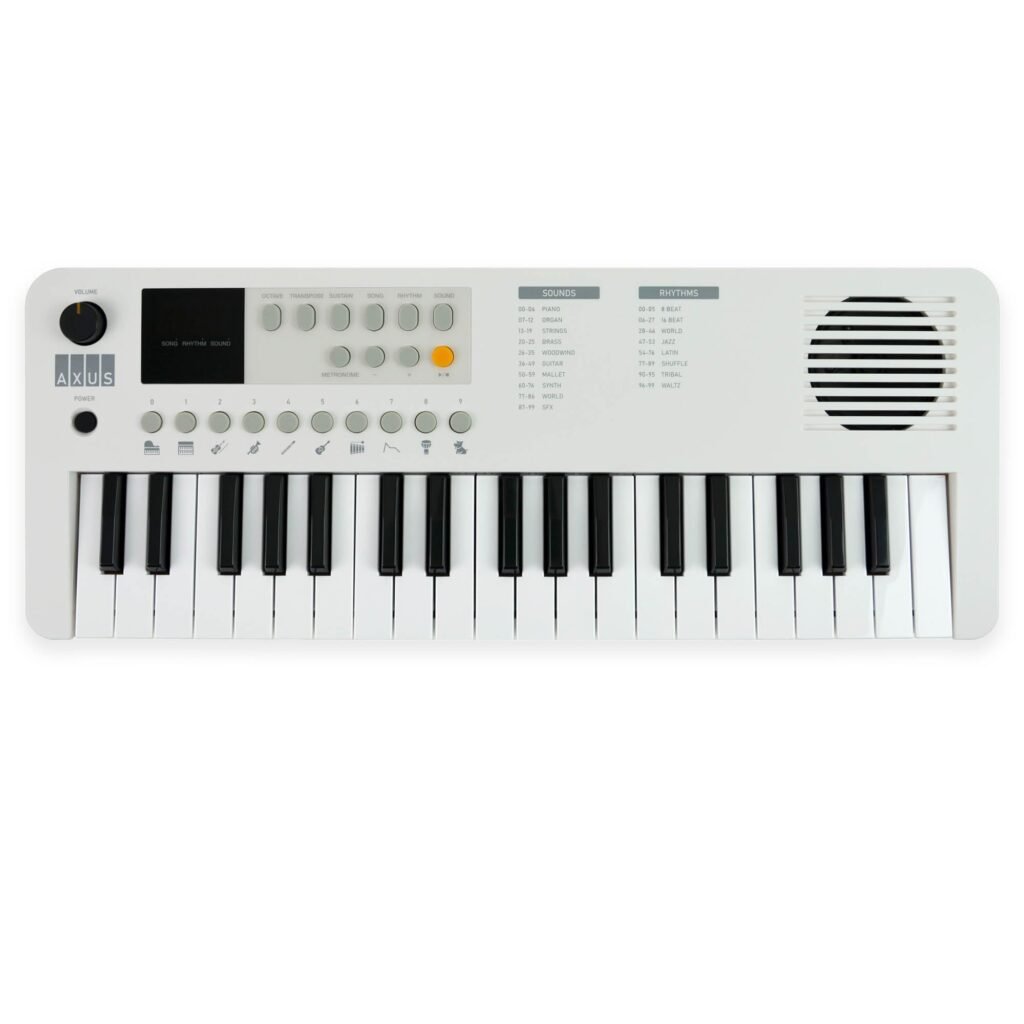 Axus 37 Mini Teclado Portátil Blanco Ártico: Diversión Musical para Principiantes