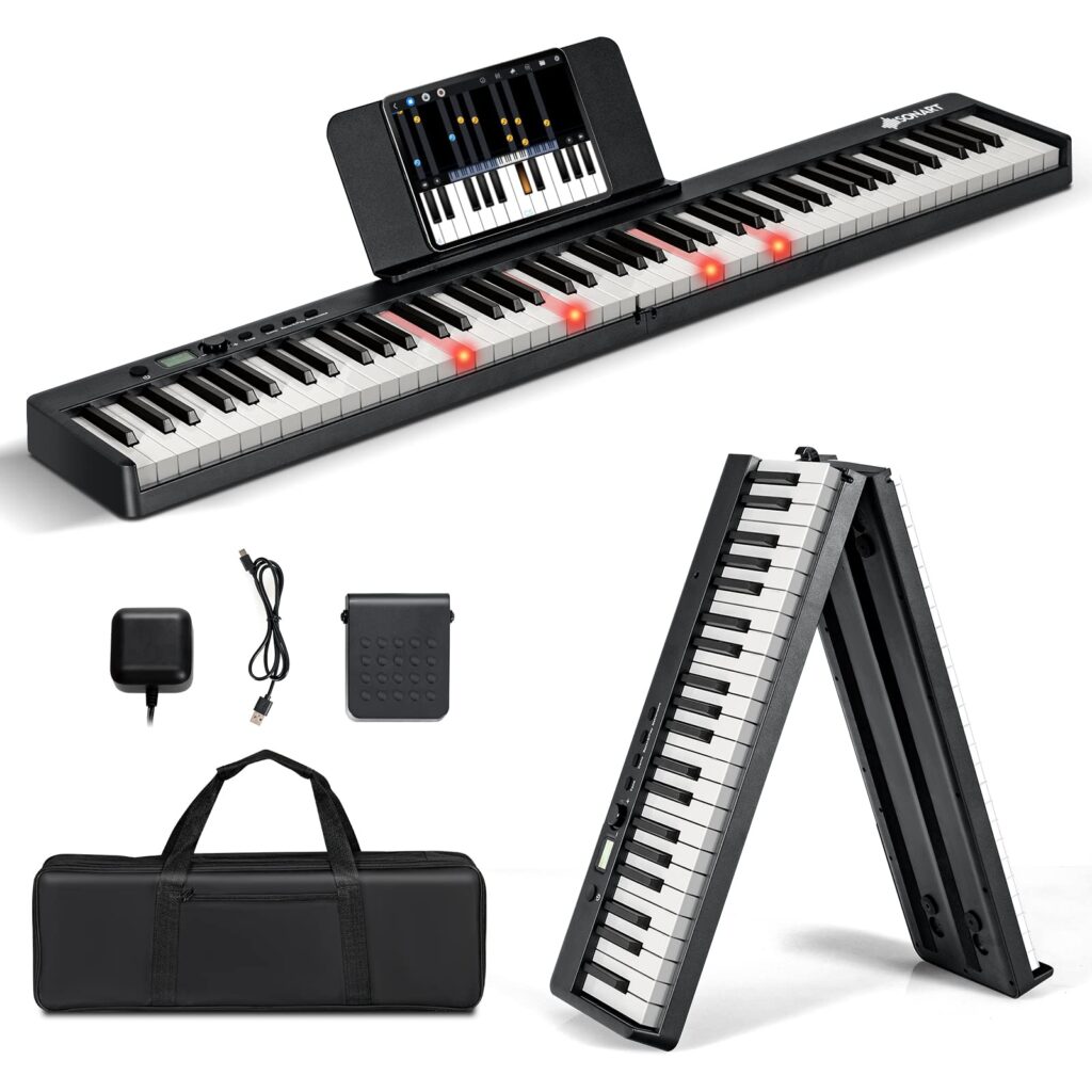 GOPLUS 88: Teclado Piano Electrónico Plegable con Sonidos y Ritmos Variados