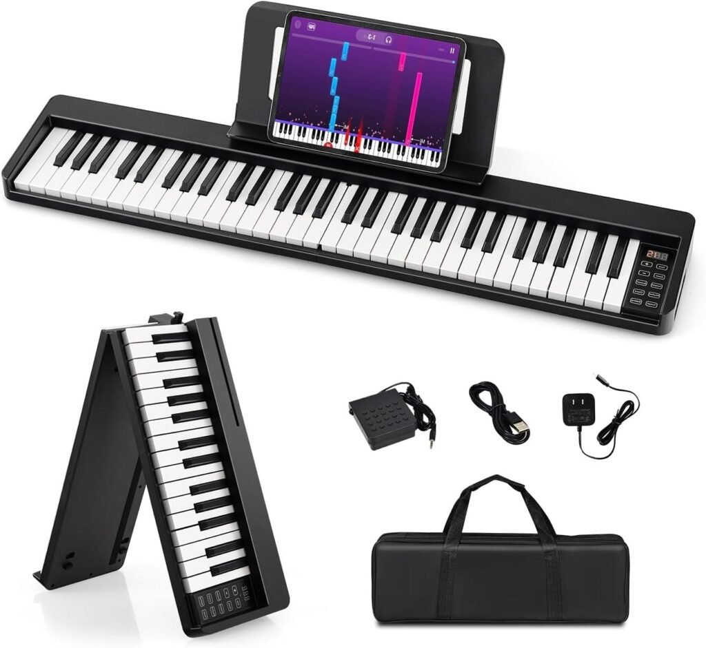 GOPLUS Piano Digital Portátil de 61 Teclas, Ideal para Aprender Música