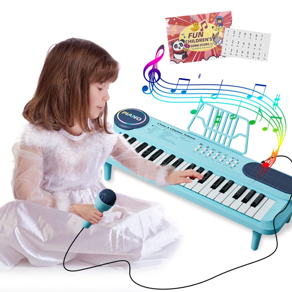 Teclado Electrónico Azul para Niños, Diversión Musical y Aprendizaje Creativo